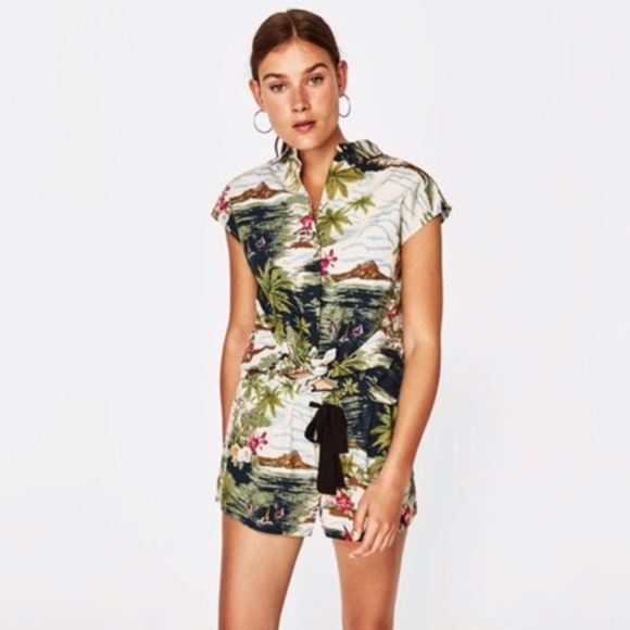 Zara Tropical Print Shirt - Picture 1 of 8